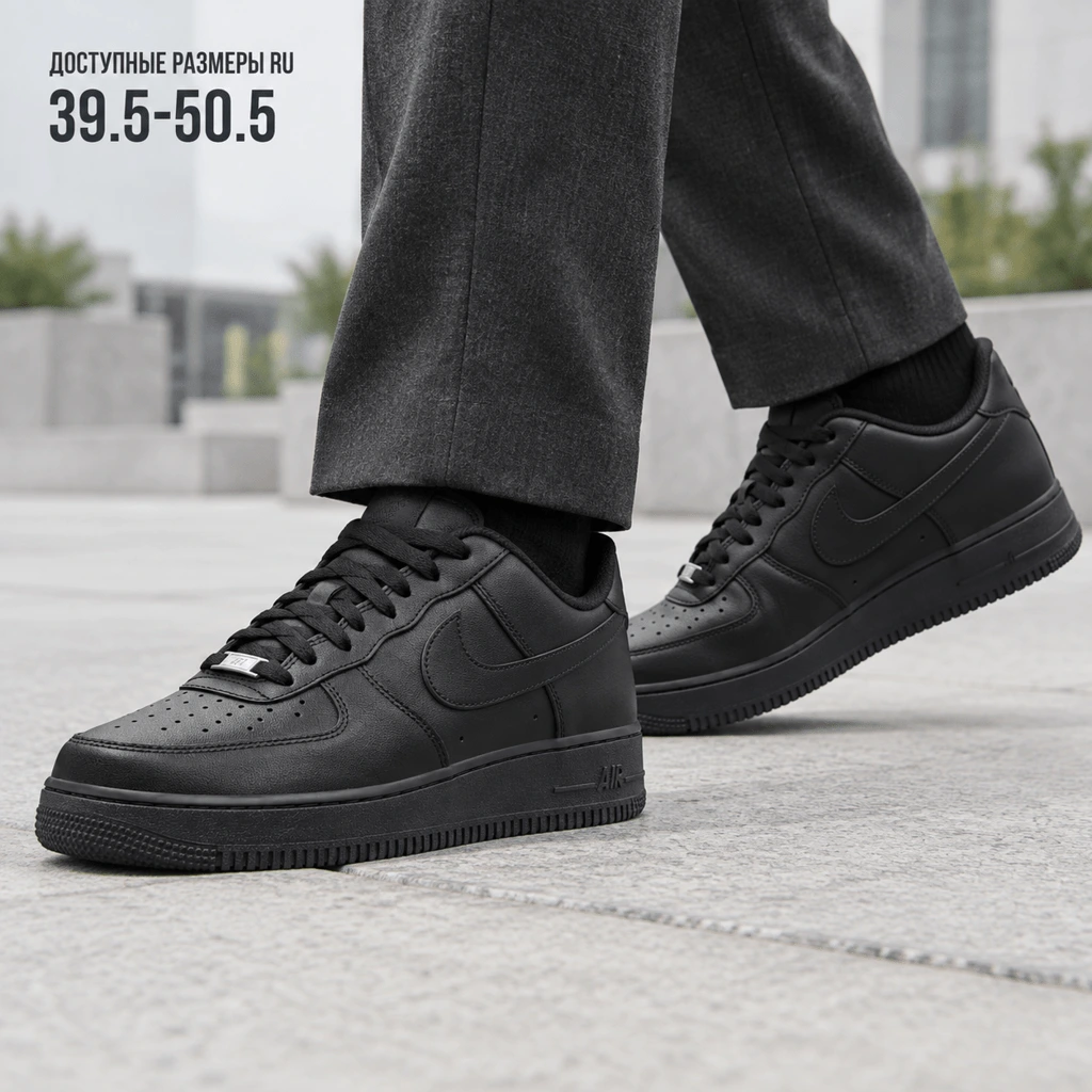 Nike Air Force 1 '07 «Triple Black» — фото 2