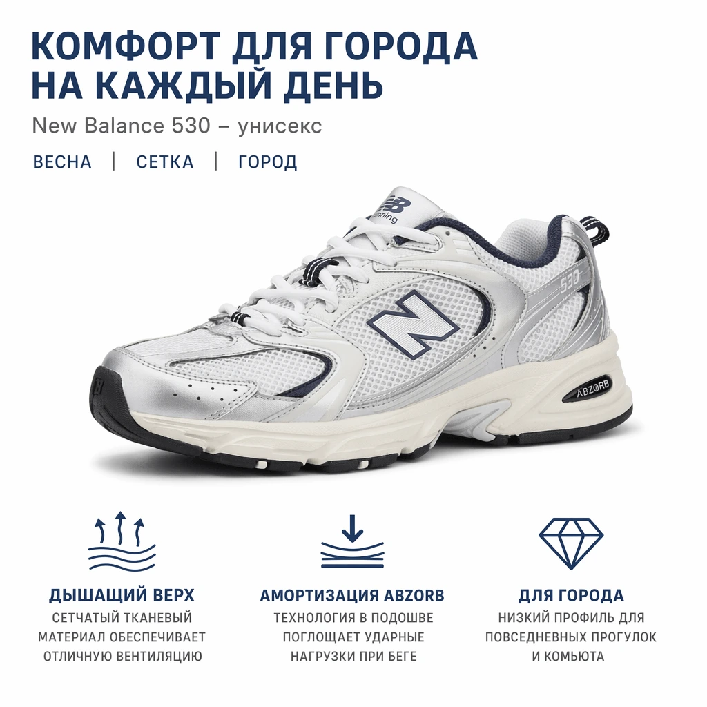 New Balance 530 «Steel Grey» — фото 2