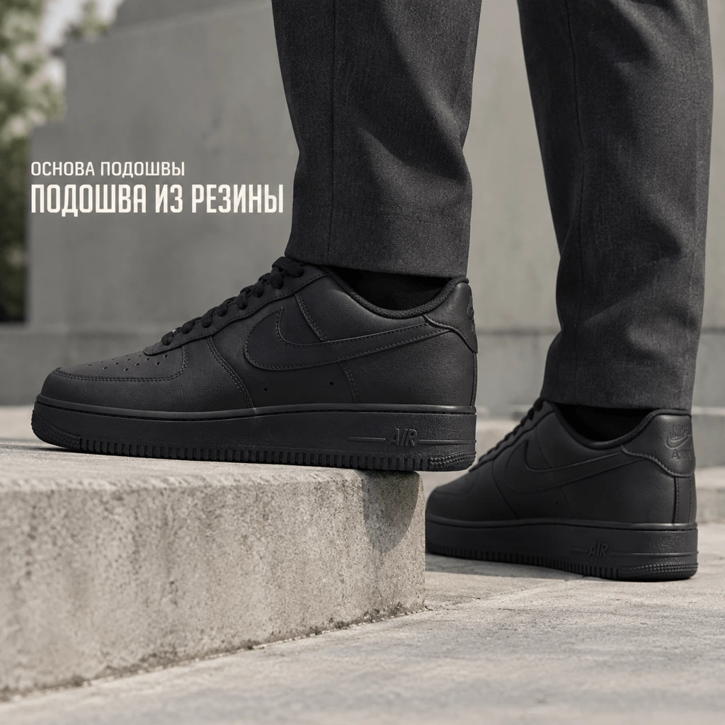 Nike Air Force 1 '07 «Triple Black» — фото 5